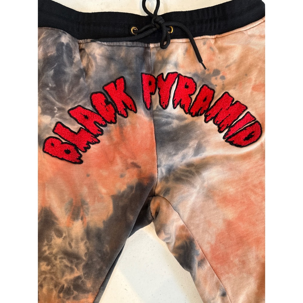 Rare Black Pyramid Tie Dye Sweatpants Joggers Orange Black Streetwear Men S - Picture 2 of 7